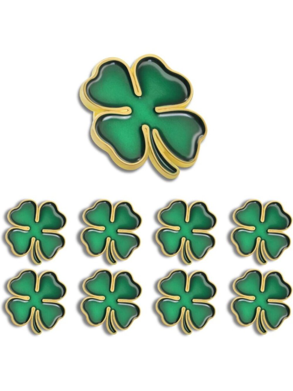Bulk Four Leaf Clover Lapel Pins - 24/50/100 Pcs Irish Shamrock Badges for St.